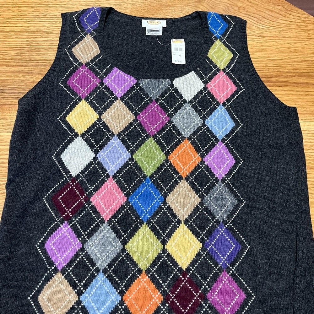 NWT Talbots Multicolor Argyle Sweater Vest